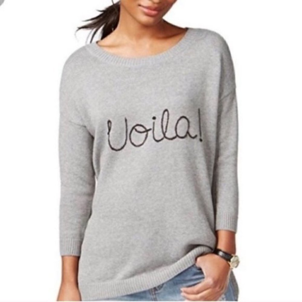 Maison Jules Voila! Oversized Grey Crew Neck Sweater